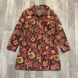 Womens Bentley A. Retro Floral Quarter Trench‎ Vintage Button Up Jacket